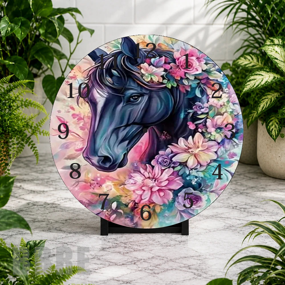 Floral Horse 2 Clock Mockup,