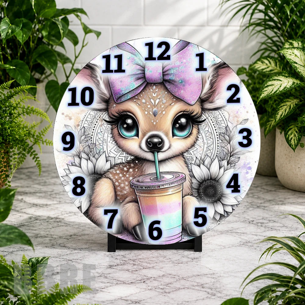 Cute Fawn Clock Mockup,