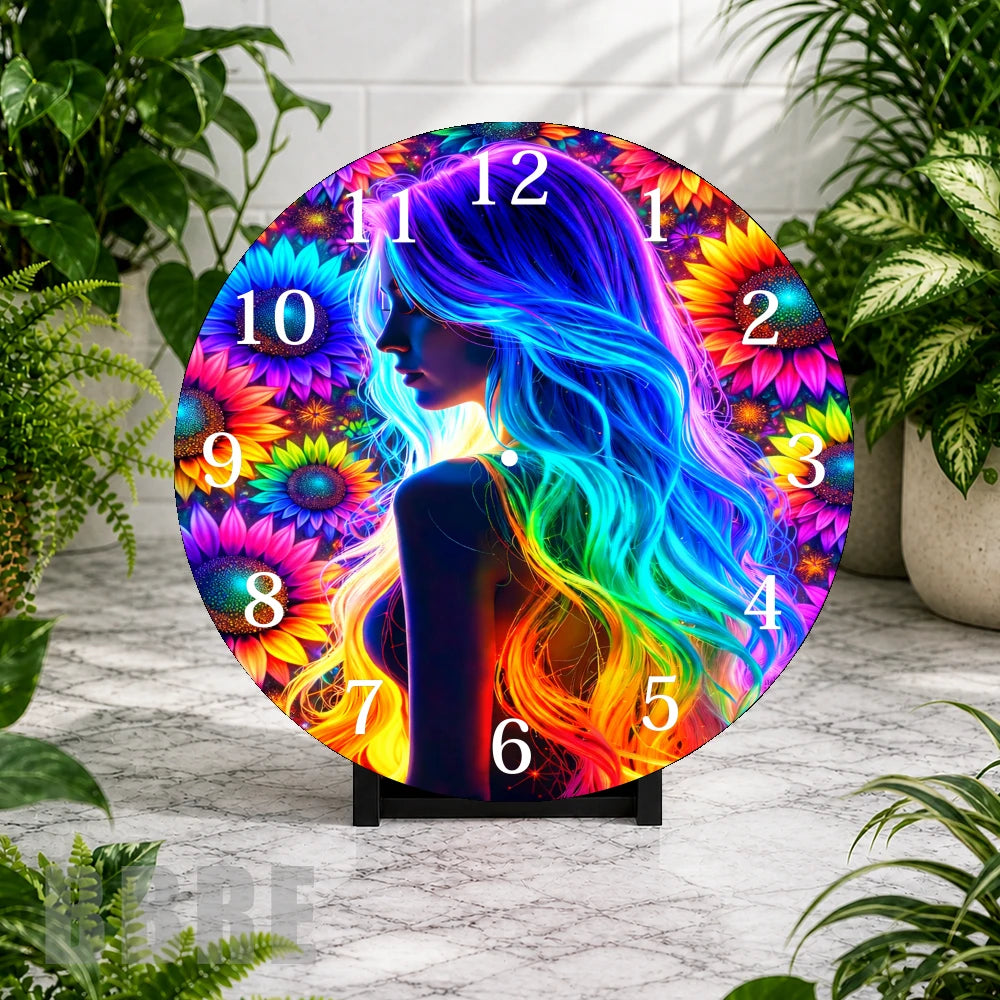 Colorful Floral Clock Mockup,