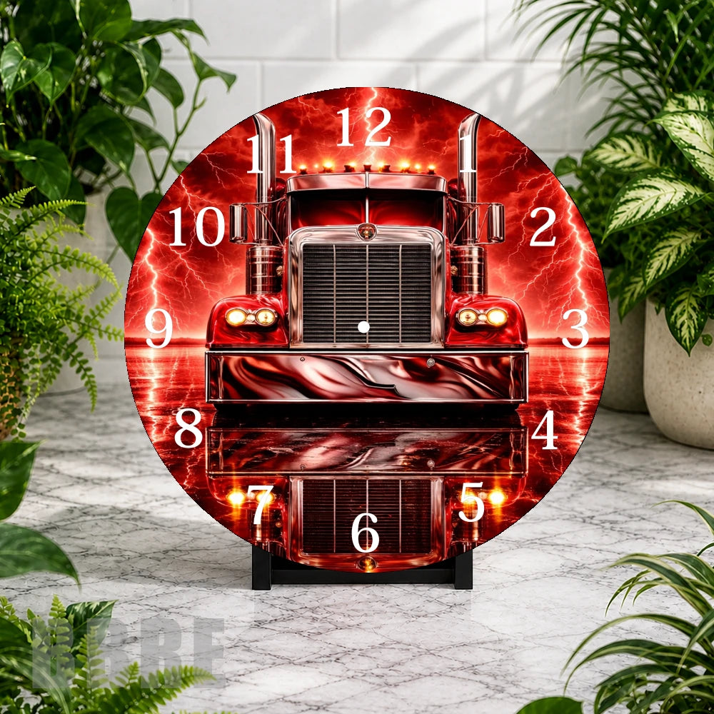 Red Truck 3 Clock Mockup,