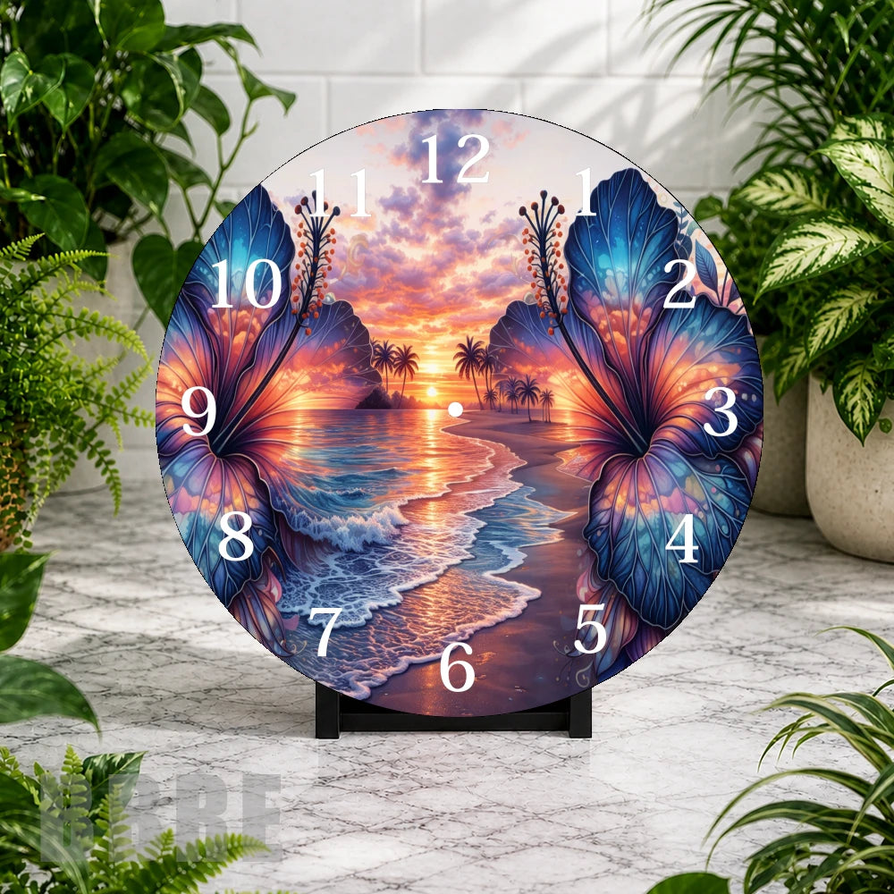 Tropical Sunset Clock Mockup,