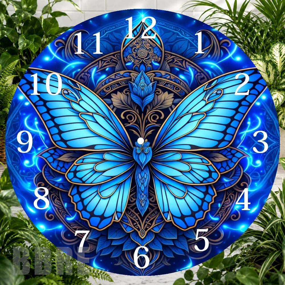 Blue Butterfly Clock Sublimation Wrap,