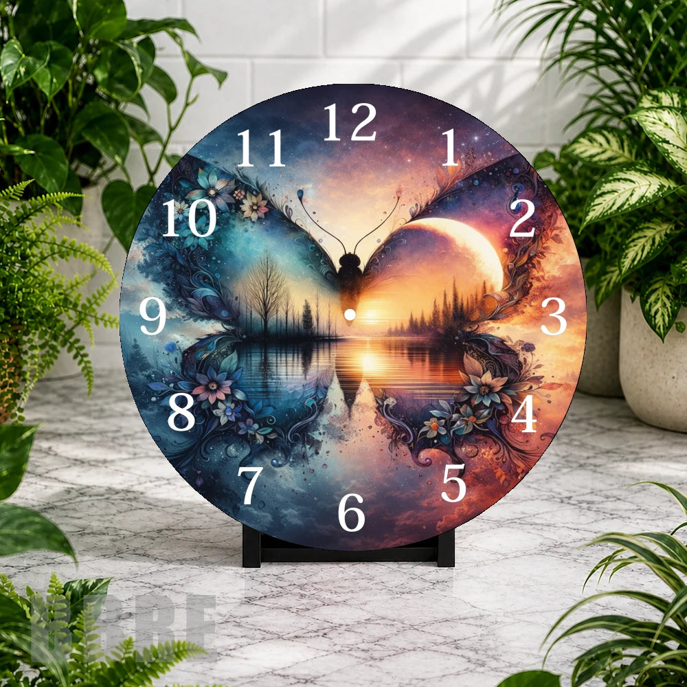 Butterfly Sunset Clock Mockup,