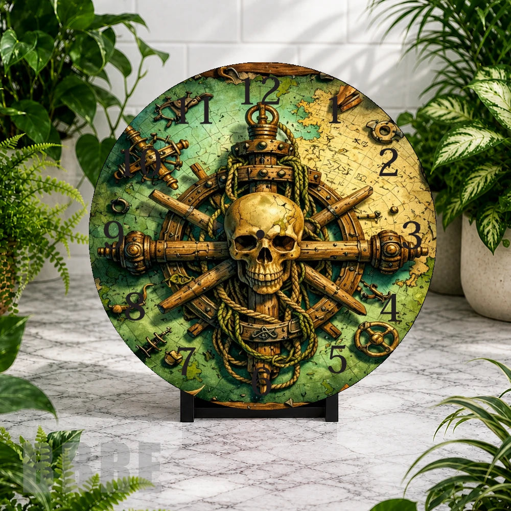 Nautical Skull Clock Mockup,