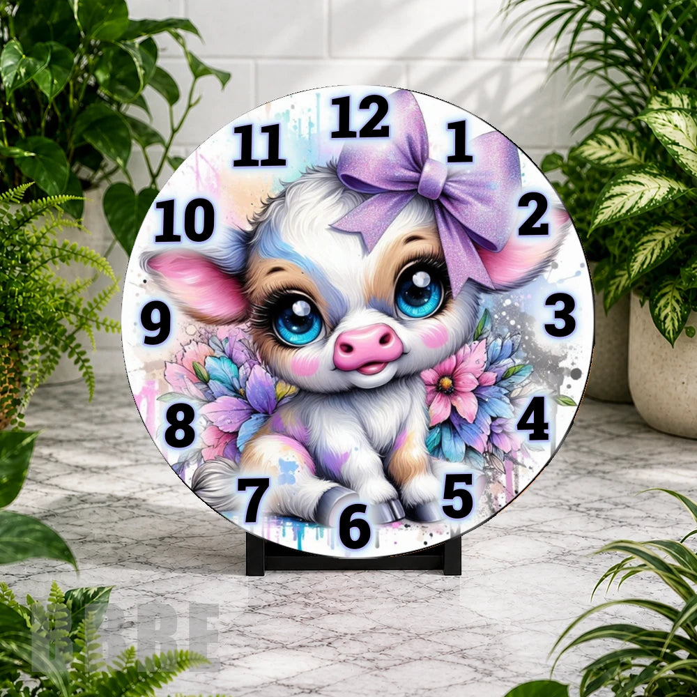 Cute Calf Clock Mockup,
