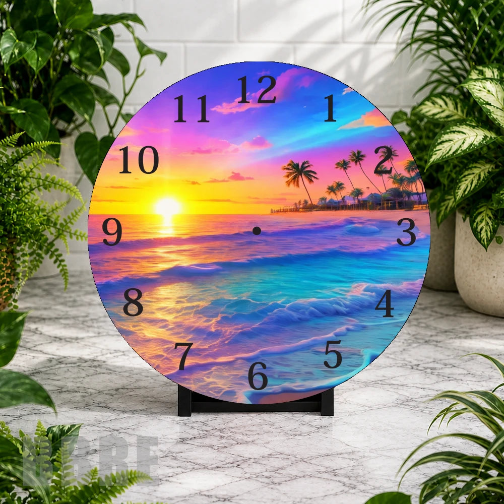 Tropical Sunset 2 Clock Mockup,