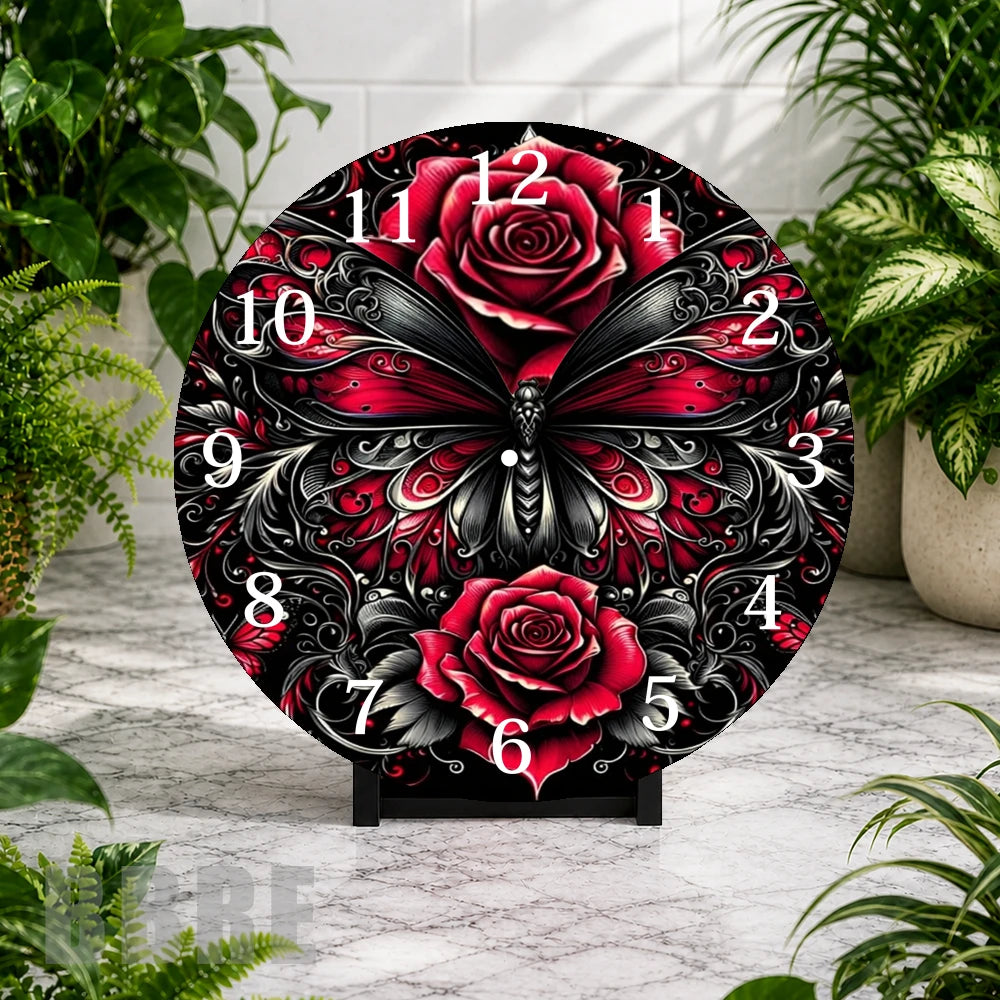 Rose Butterfly Clock Mockup,