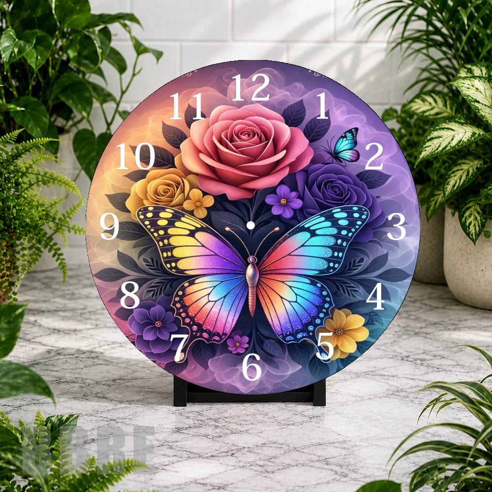 Butterfly Roses 3 Clock Mockup,