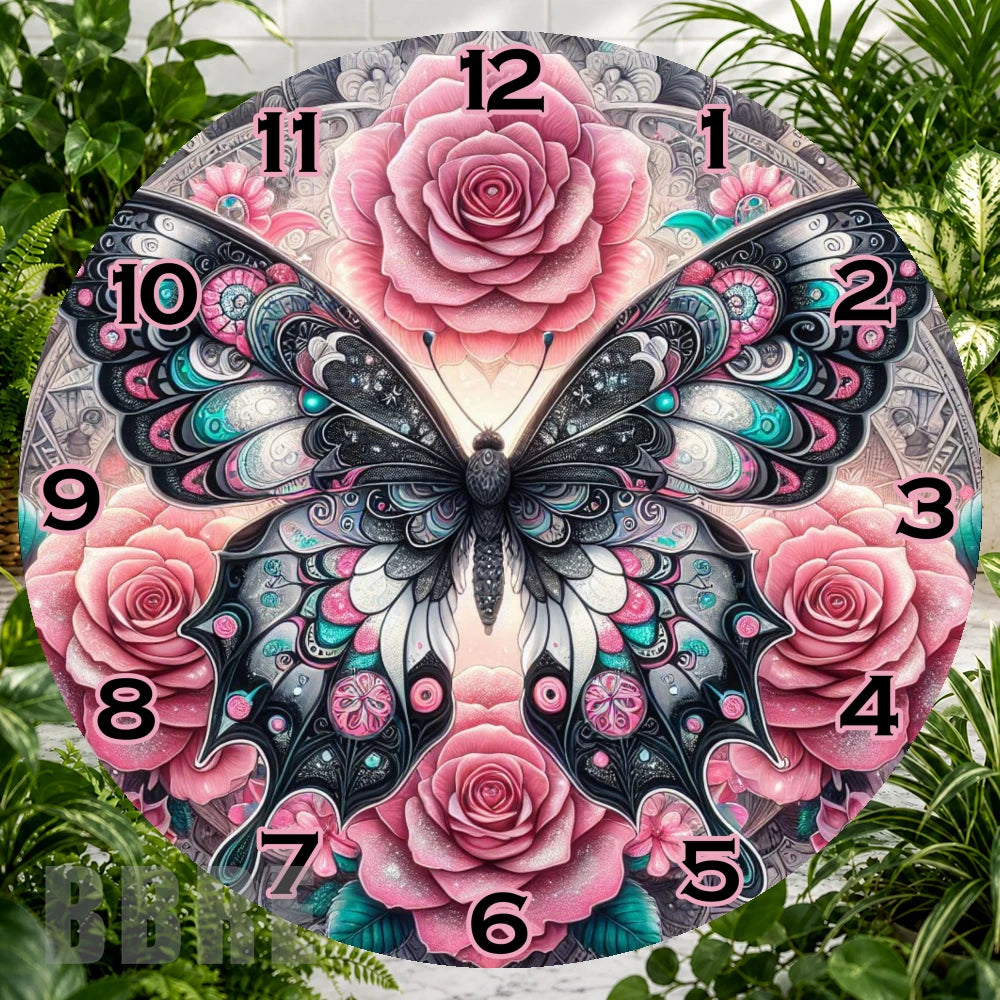 Butterfly Roses Clock Sublimation Wrap,