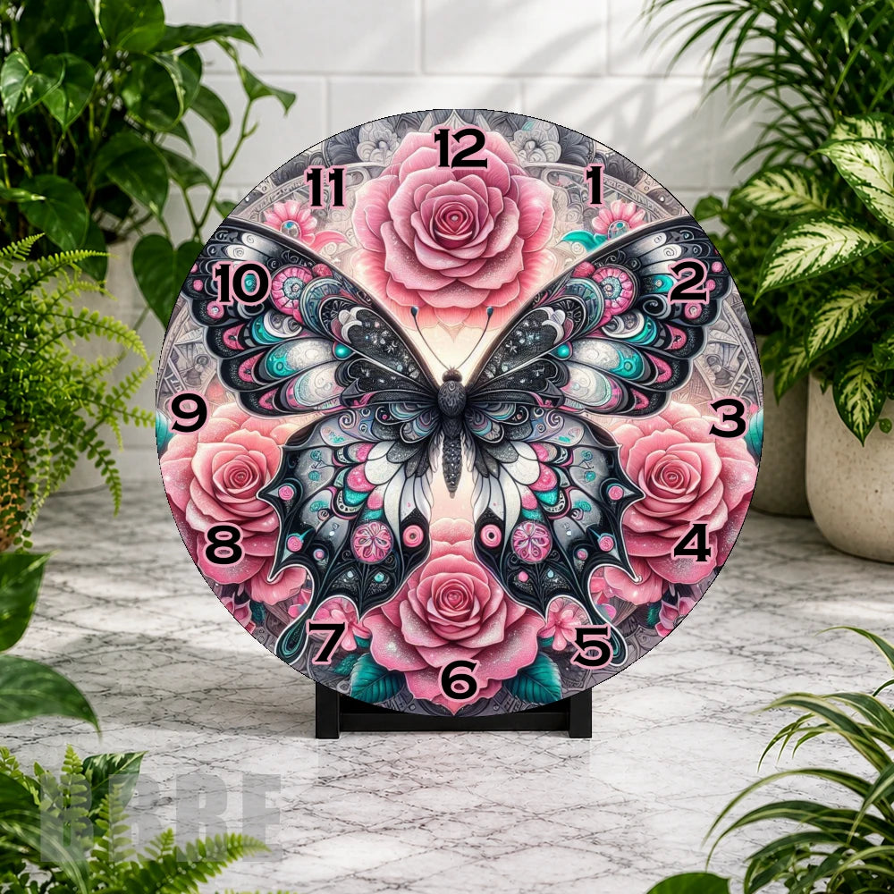 Butterfly Roses Clock Mockup,