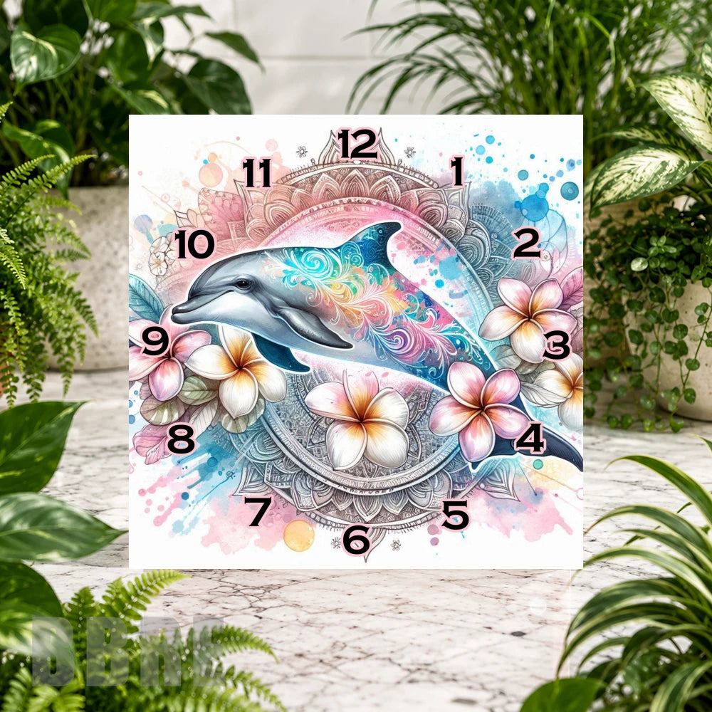 Dolphin Mandala Clock Sublimation Wrap