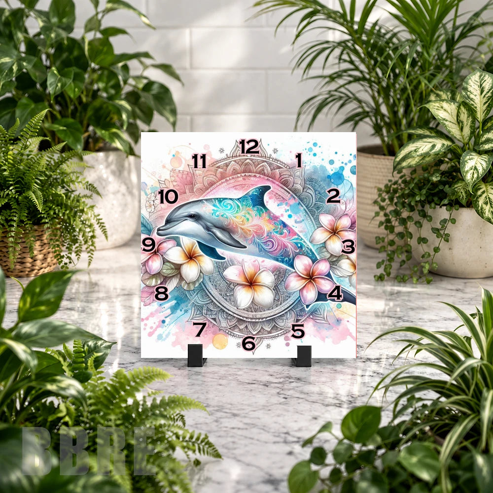 Dolphin Mandala Clock Mockup