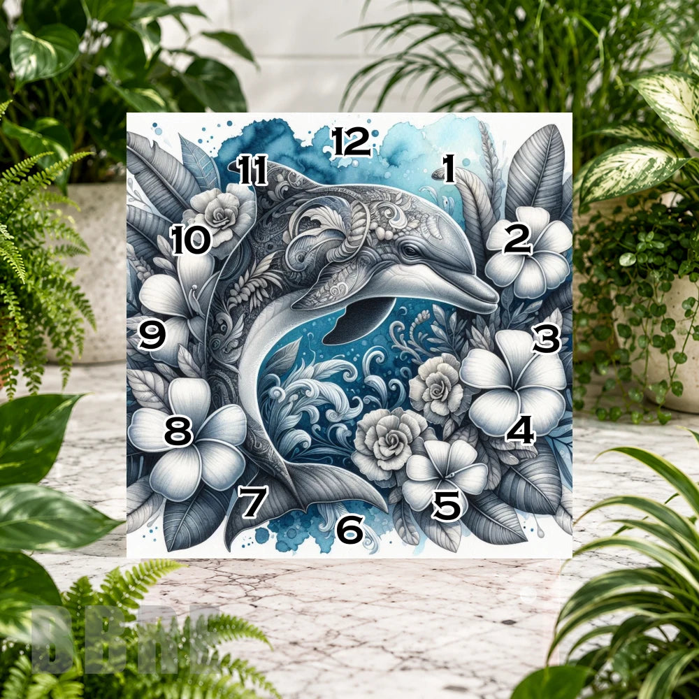Dolphin Floral Clock Sublimation Wrap