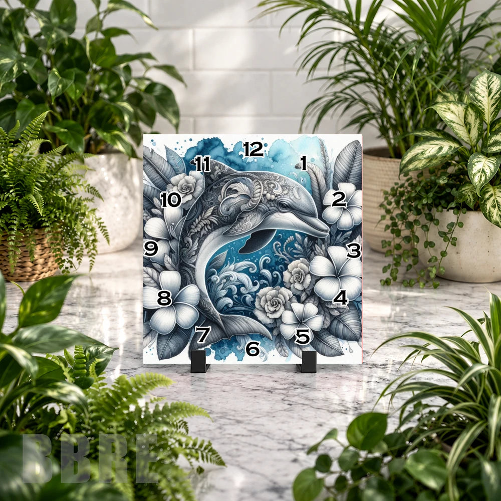 Dolphin Floral Clock Mockup