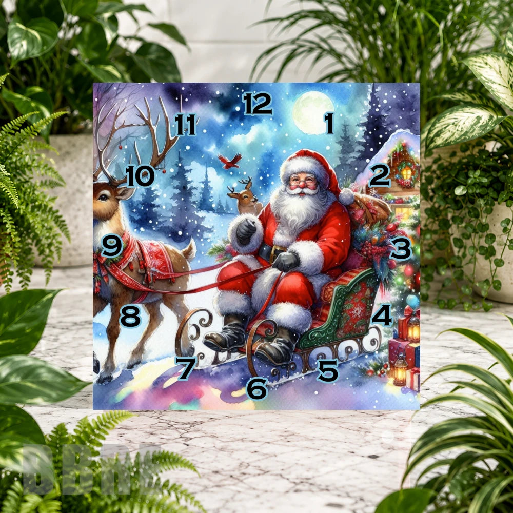 Santa Sleigh Clock Sublimation Wrap
