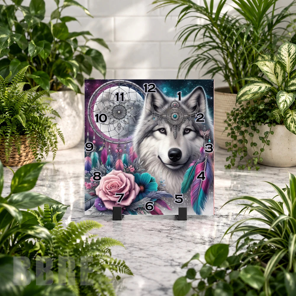 Wolf Dreamcatcher Clock Mockup