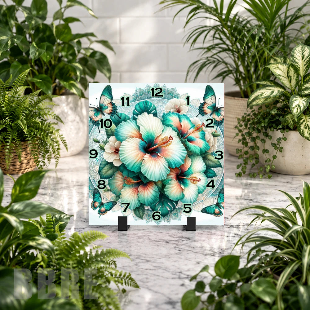 Butterfly Floral Clock Mockup