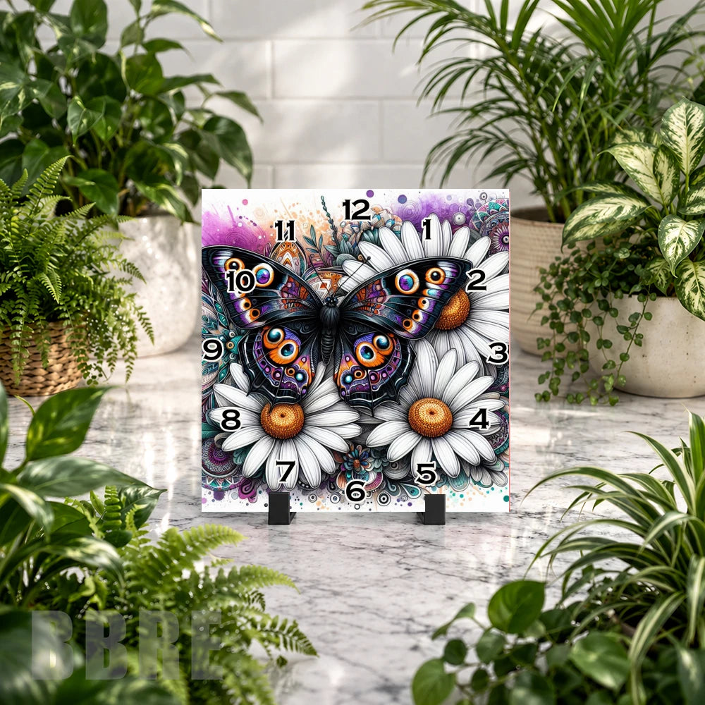 Butterfly Blossom 3 Clock Mockup