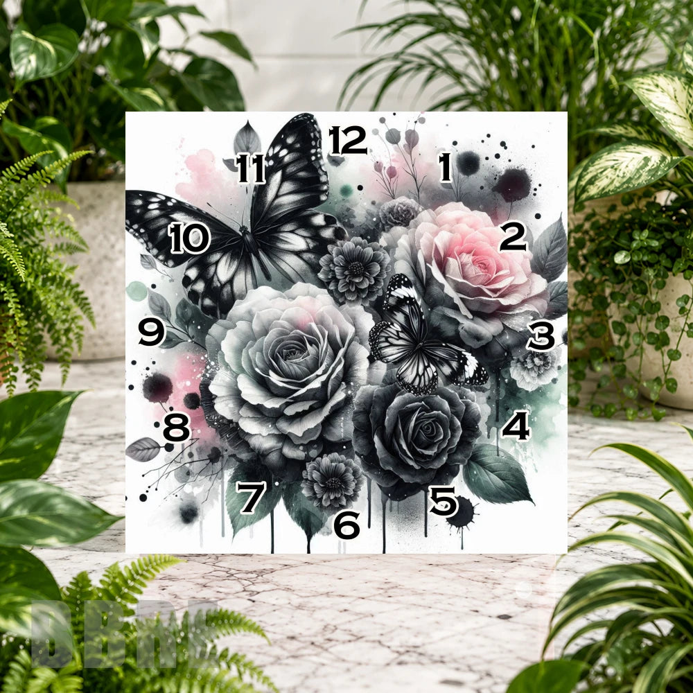 Floral Butterfly Clock Sublimation Wrap