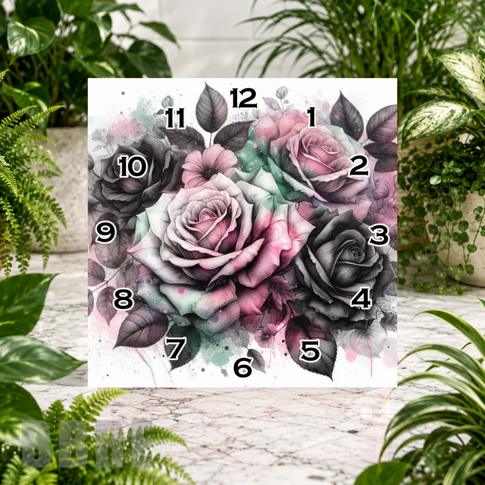 Floral Clock Clock Sublimation Wrap