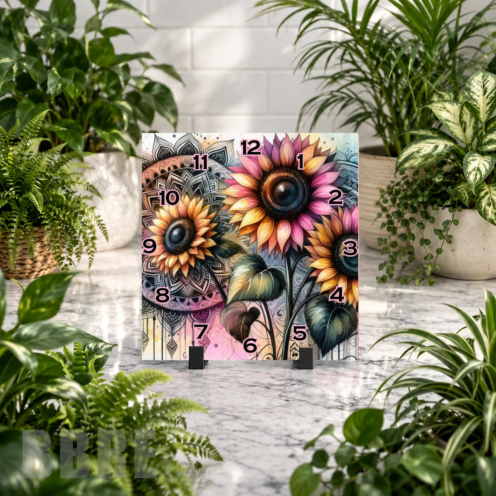 Sunflower Mandala Clock Mockup
