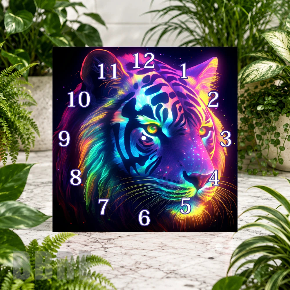 Neon Tiger Clock Sublimation Wrap