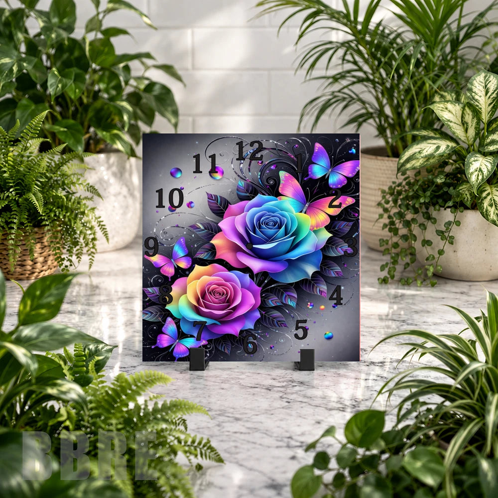 Butterfly Roses 2 Clock Mockup
