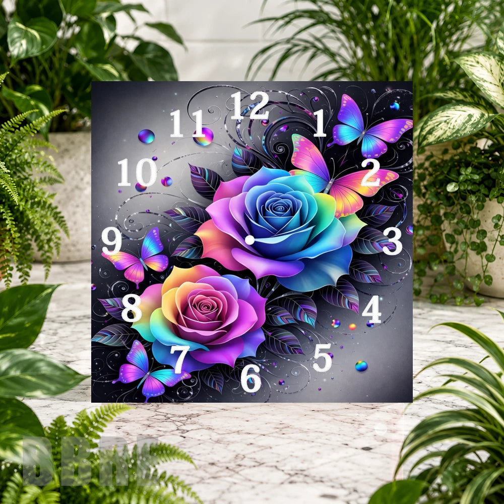 Floral Butterfly 2 Clock Sublimation Wrap