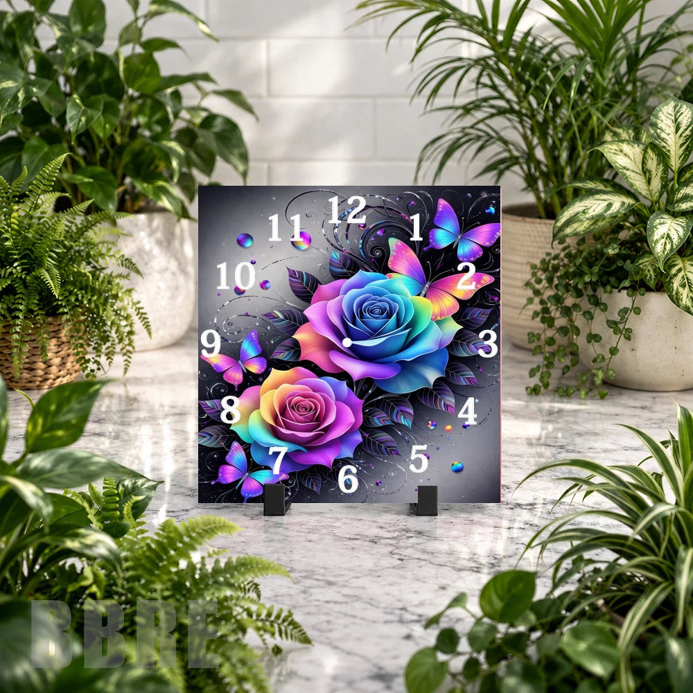 Floral Butterfly 2 Clock Mockup