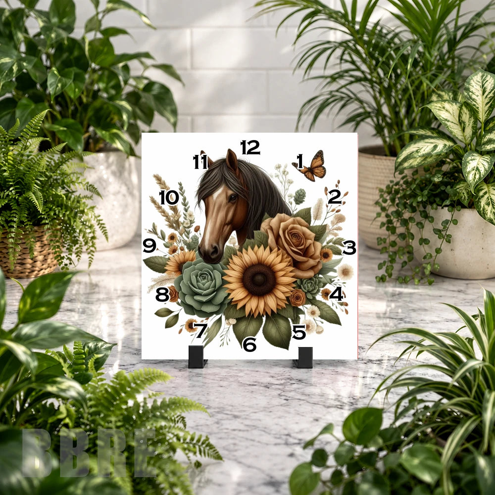 Floral Horse Clock Mockup