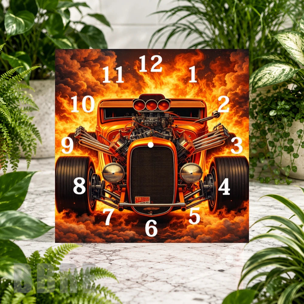 Flaming Hot Rod Clock Sublimation Wrap