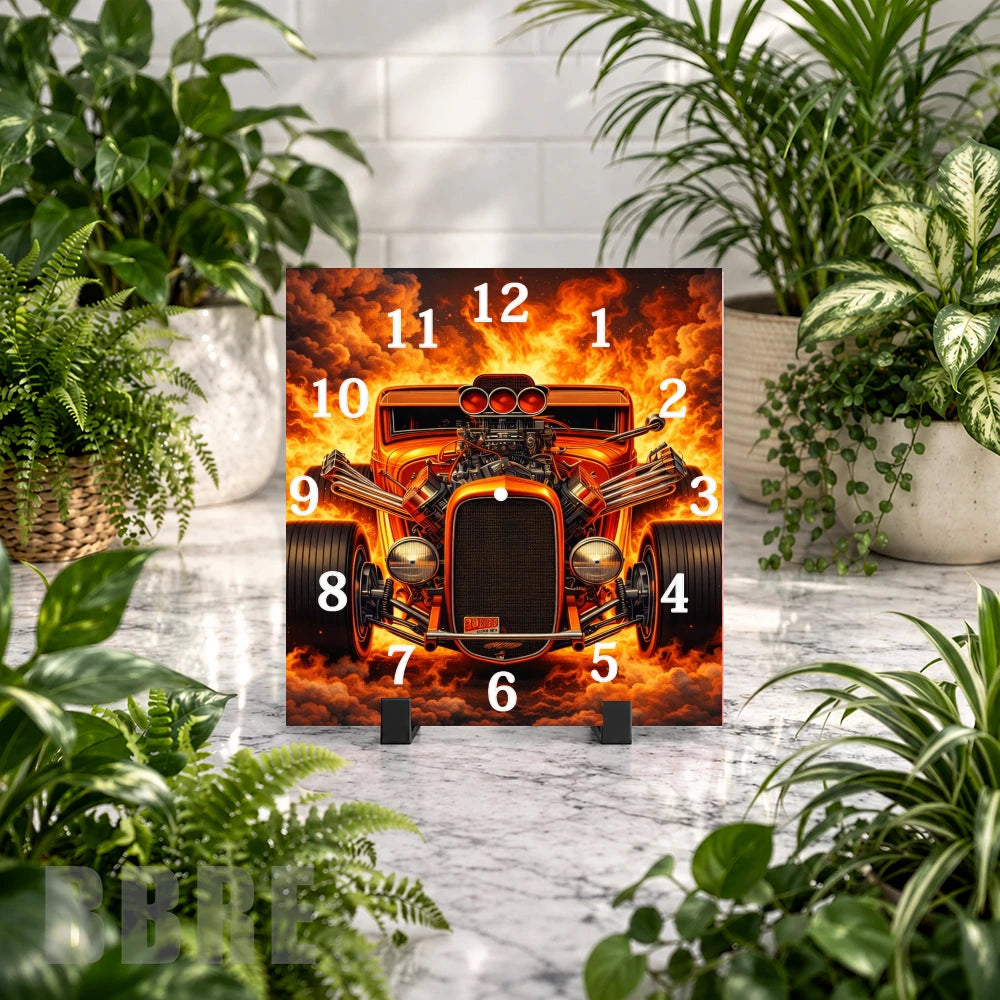 Flaming Hot Rod Clock Mockup