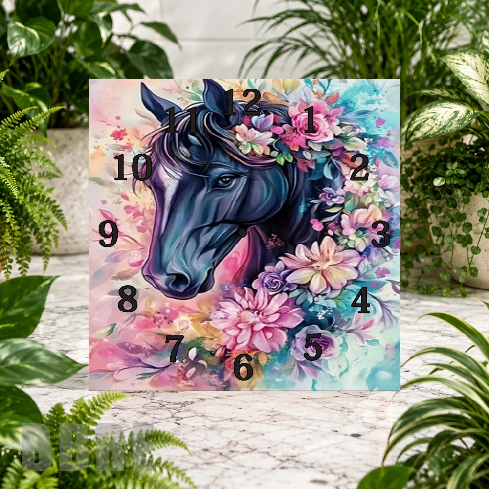 Floral Horse 3 Clock Sublimation Wrap