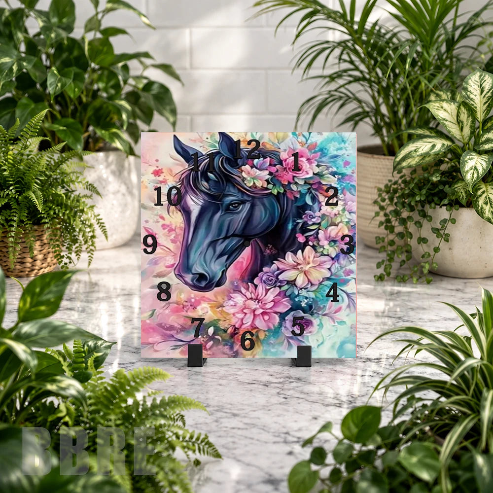 Floral Horse 3 Clock Mockup