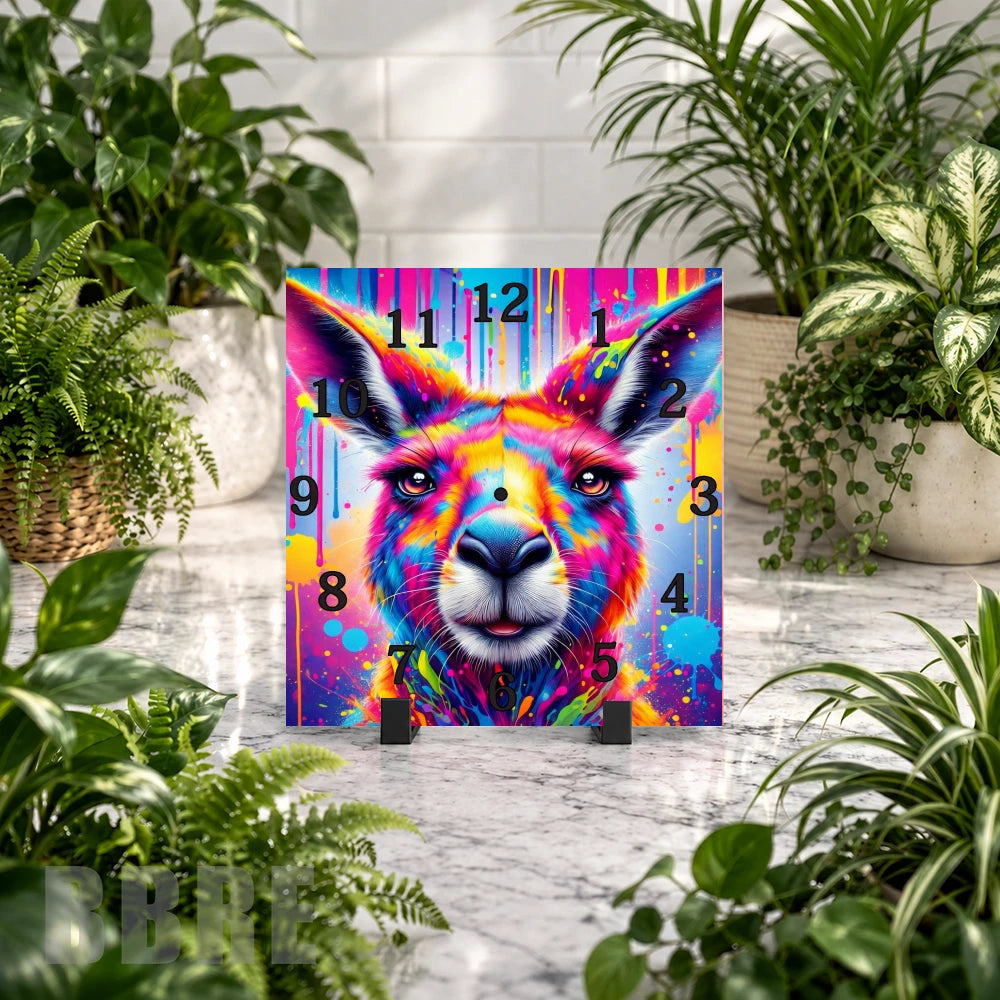Colorful Kangaroo Clock Mockup