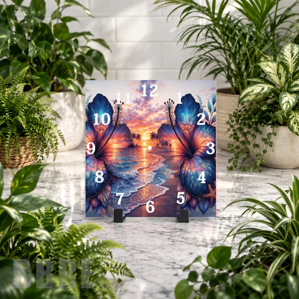 Tropical Sunset 2 Clock Mockup