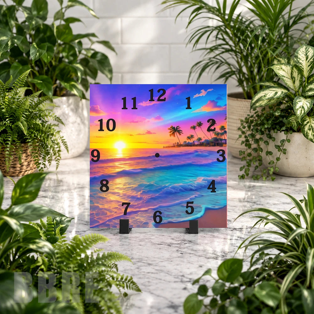 Tropical Sunset 3 Clock Mockup