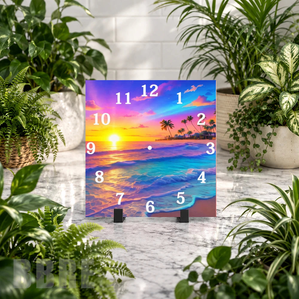 Tropical Sunset 4 Clock Mockup