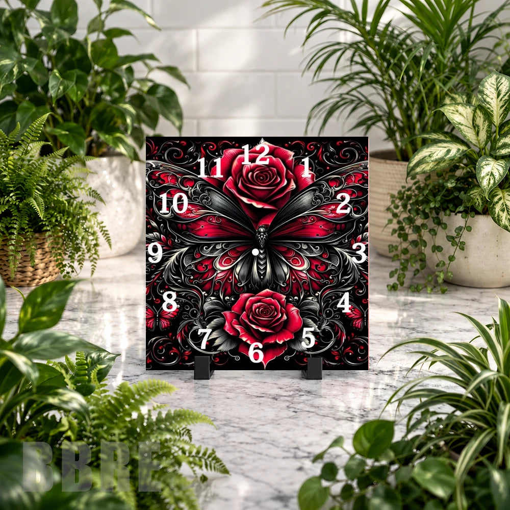 Butterfly Roses Clock Mockup