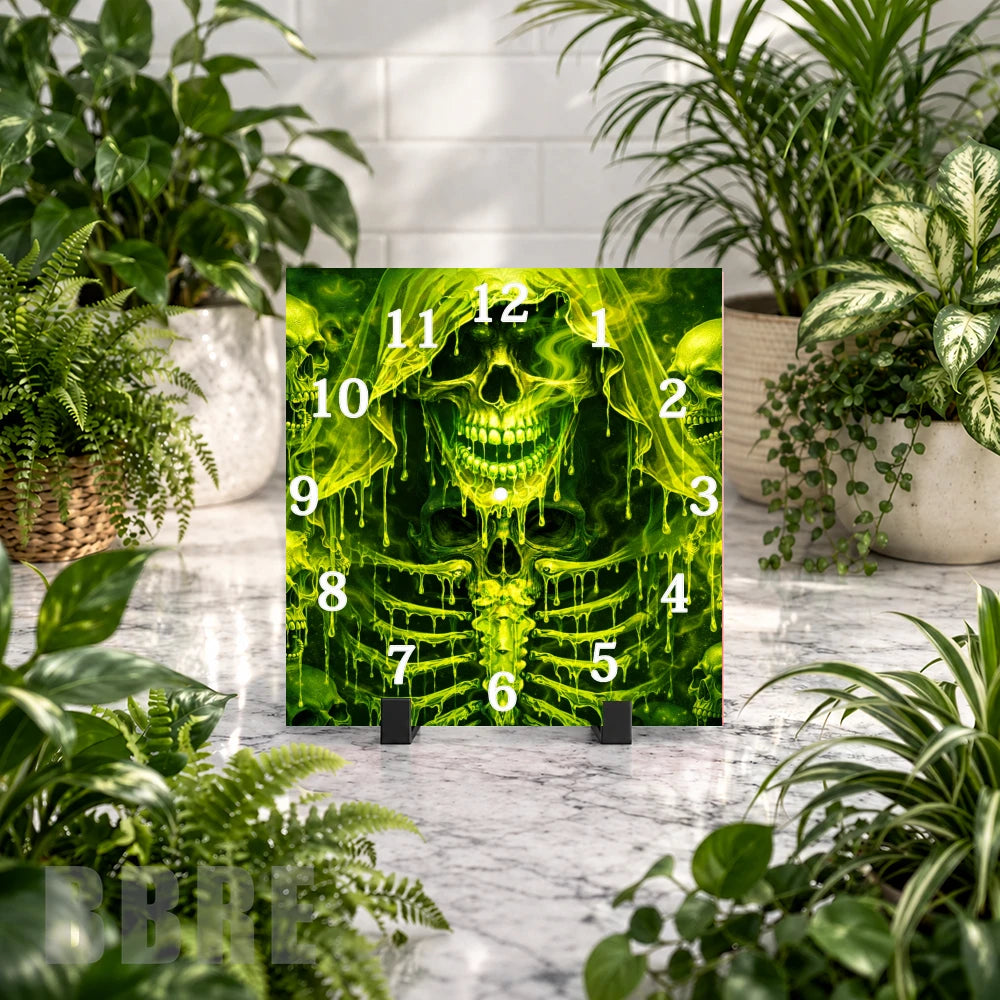Neon Skull Clock Mockup