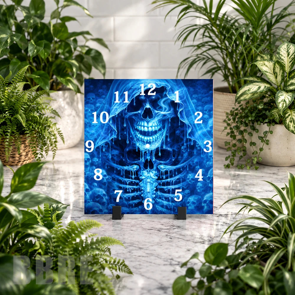 Blue Skull Clock Mockup