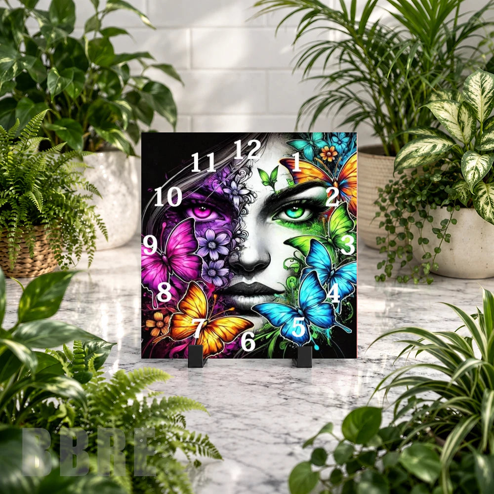 Butterfly Face Clock Mockup