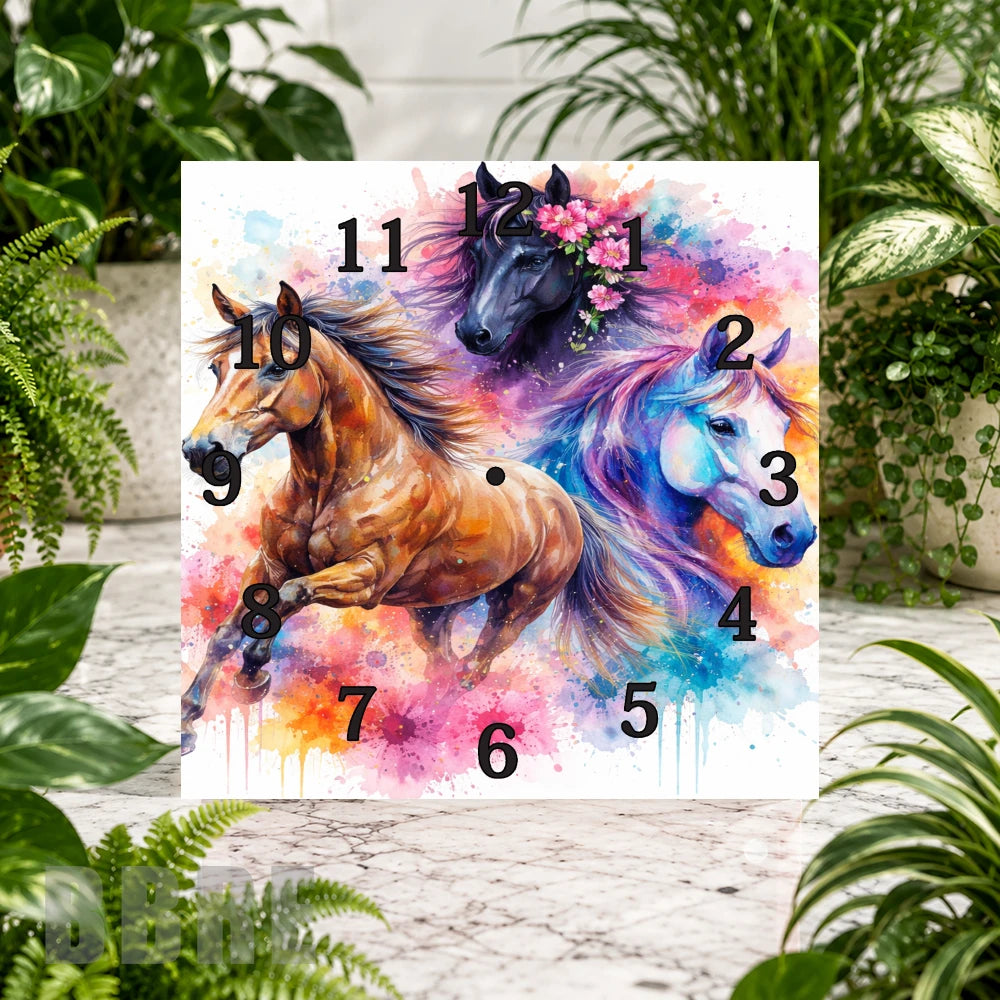 Galloping Horses Clock Sublimation Wrap