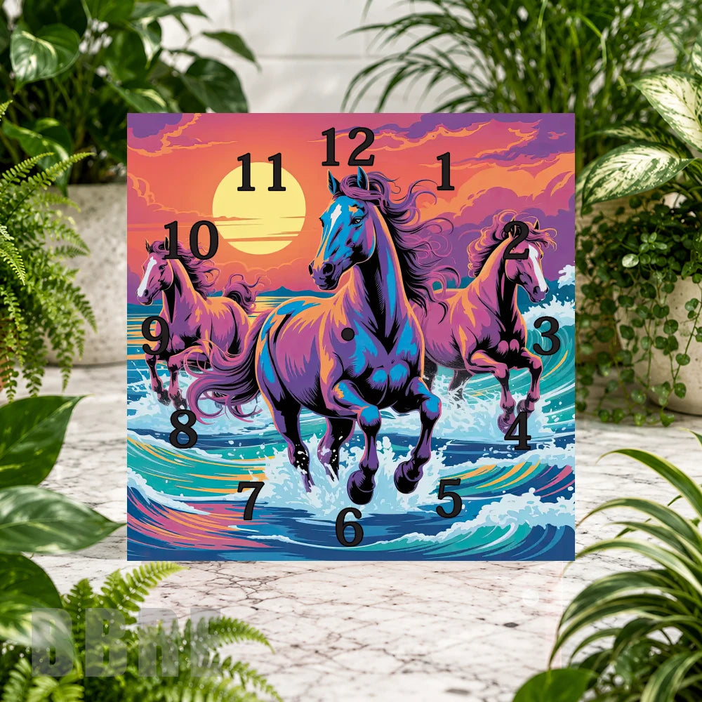 Galloping Horses 2 Clock Sublimation Wrap