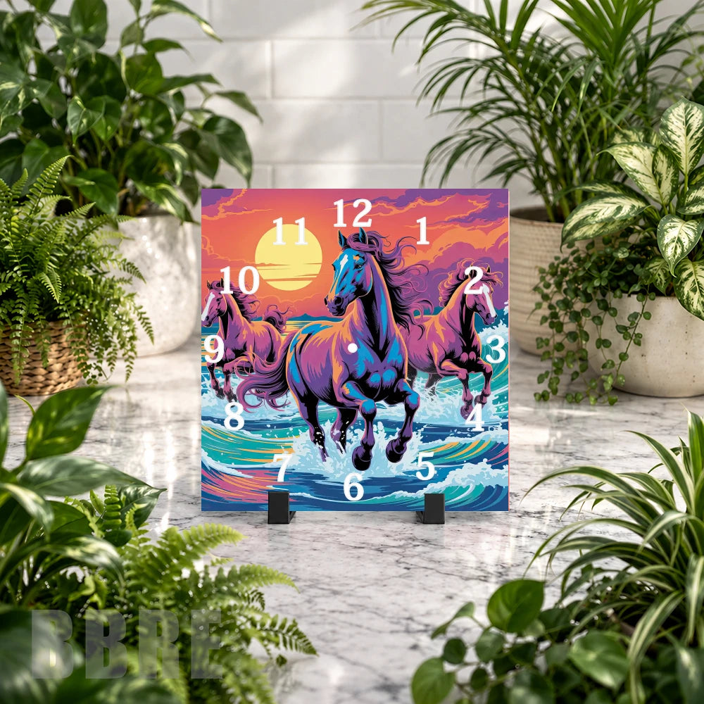 Galloping Horses 3 Clock Mockup