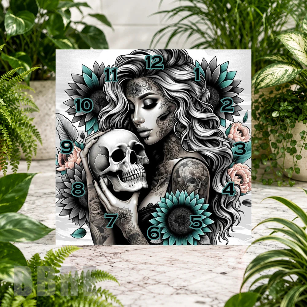Skull Lady Clock Sublimation Wrap