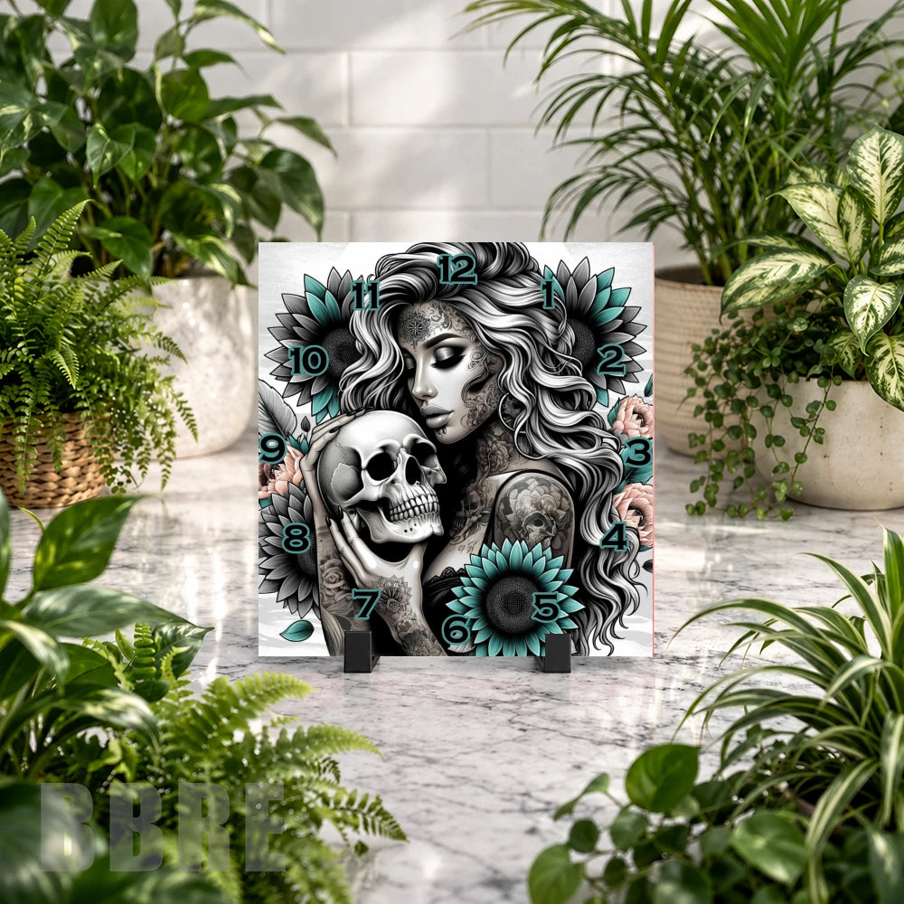 Skull Lady Clock Mockup