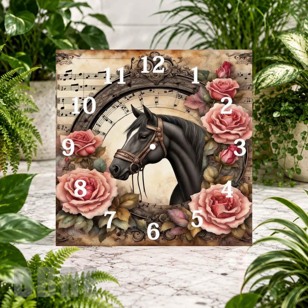 Horse Floral Clock Sublimation Wrap