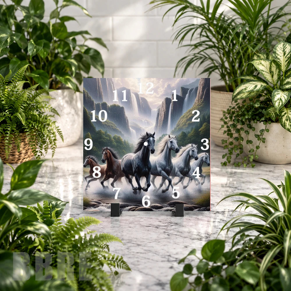 Galloping Horses 5 Clock Mockup