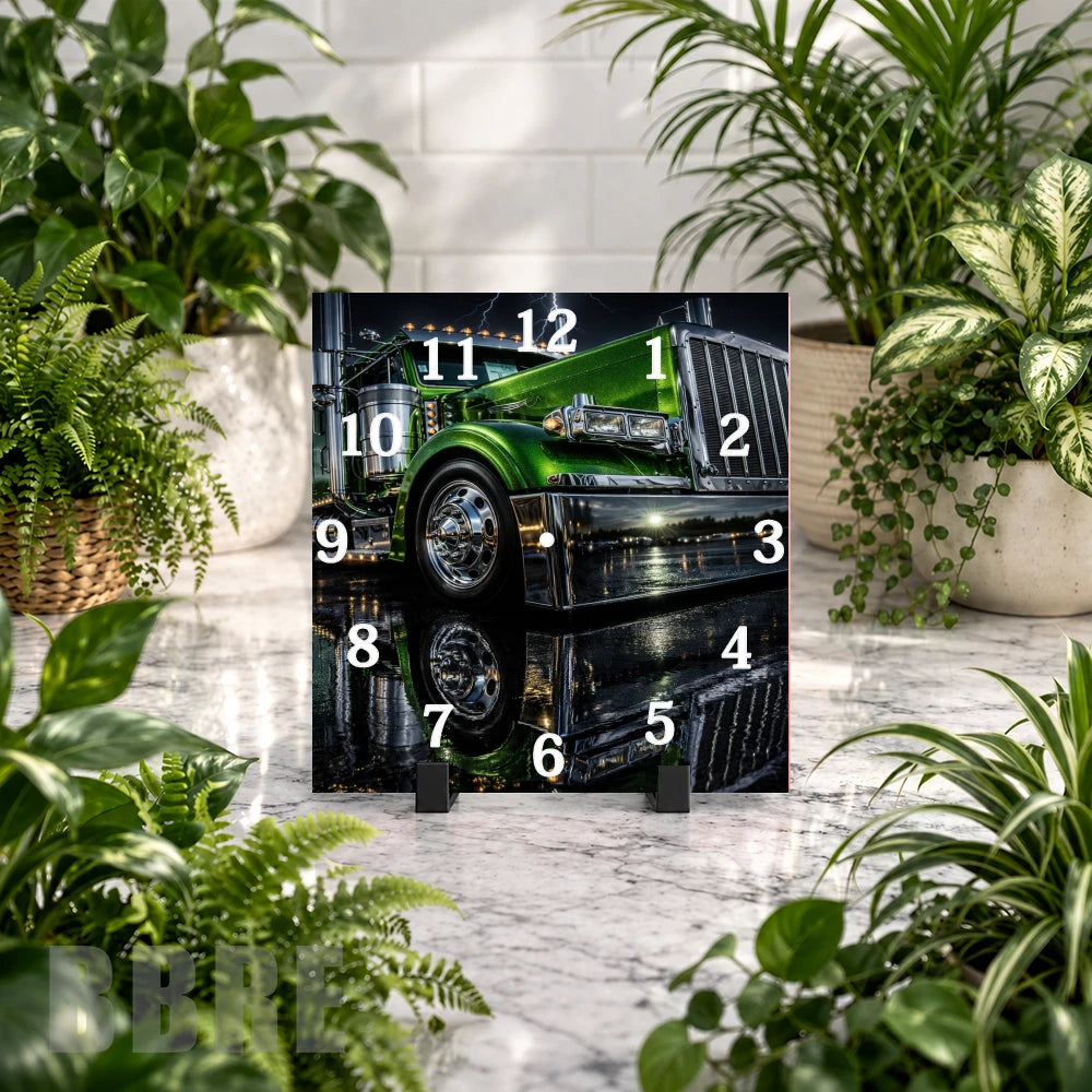 Green Truck Clock Mockup